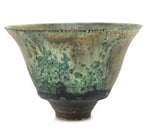 Rose Cabat (1914-2015) - Crystalline Forest Green Cup with Tan and Charcoal Speckles c. 1960s, 3.25" x 5"