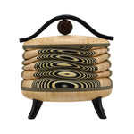 Terry Evans - Curly Maple Box with Handle and Black Palm Bead, 7.5" x 7.25" x 4.5"