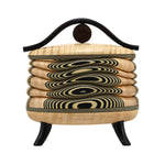 Terry Evans - Curly Maple Box with Handle and Black Palm Bead, 7.5" x 7.25" x 4.5"