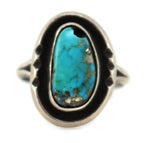 Navajo - Morenci Turquoise and Silver Ring c. 1950s, size 6