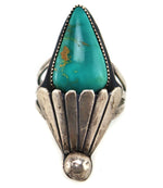 Navajo - Blue Gem Turquoise and Silver Ring c. 1950s, size 8.5