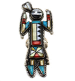 Roy Davis - Navajo - Multi-Stone Inlay and Silver Kachina Ring c. 1950s, size 8