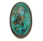 Navajo - Morenci Turquoise and Silver Ring c. 1950s, size 7.25