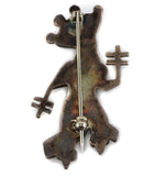 Zuni - Multi-Stone Channel Inlay and Silver Ghan Dancer Pin c. 1940-50s, 1.75" x 1"