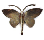 Navajo - Turquoise and Silver Butterfly Pin with Stamped Design c. 1940s, 1.5" x 2"