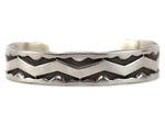 Navajo - Sterling Silver Bracelet with Deep Stamped Design c. 1980s, size 7