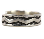 Navajo - Sterling Silver Bracelet with Deep Stamped Design c. 1980s, size 7