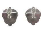 Aldrich Art Jewelry - Anglo - Contemporary Multi-Stone Inlay and Silver Heart Post Earrings with Stamped Design, 1.375" x 1.125"