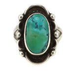 Navajo - Turquoise and Silver Ring with Shadowbox Design c. 1960-70s, size 5.75