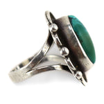 Navajo - Turquoise and Silver Ring with Shadowbox Design c. 1960-70s, size 5.75