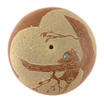 Roy (b. 1957) and Stella (1937-2006) Tanner - San Juan Redware Sgraffito Seed Jar with Raccoon Pictorial and Turquoise Inclusion c. 1979, 2.5" x 2.5"
