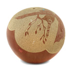 Roy (b. 1957) and Stella (1937-2006) Tanner - San Juan Redware Sgraffito Seed Jar with Raccoon Pictorial and Turquoise Inclusion c. 1979, 2.5" x 2.5"