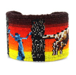 Marcus Amerman - Choctaw - Contemporary Beaded Leather Bracelet with Spectre and Divine Hand, size 6.75