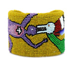 Marcus Amerman - Choctaw - Contemporary Beaded Leather Bracelet with Anasazi-Inspired Design, size 6.75
