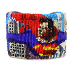 Marcus Amerman - Choctaw - Contemporary Beaded Leather Superman Bracelet, size 6.75