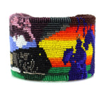 Marcus Amerman - Choctaw - Contemporary Beaded Leather Bracelet with Train and Spectral Riders, size 6.75