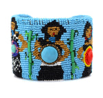 Marcus Amerman - Choctaw - Contemporary Beaded Leather Bracelet with Singing Hopi Maidens, size 6.5