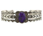 D'Anz Ltd. Shop - Navajo - Contemporary Sugilite and Sterling Silver Bracelet with Stamped Design, size 6.5