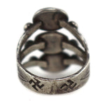 Navajo - Turquoise and Silver Ring with Stamped Whirling Logs Design c. 1930s, size 4