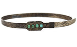 Navajo - Turquoise and Silver Hat Band with Stamped Design c. 1920-30s, 25" length