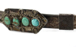 Navajo - Turquoise and Silver Hat Band with Stamped Design c. 1920-30s, 25" length