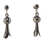 Navajo - Silver Squash Blossom Screw Back Earrings c. 1940s, 1.75" x 0.5"