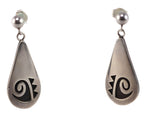Stewart Tewawina & Hopi Silvercraft Guild - Sterling Silver Overlay Dangle Post Earrings c. 1970s, 1.5" x 0.5"
