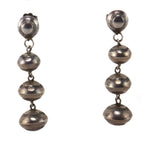 Navajo - Silver Beaded Dangle Post Earrings c. 1950s, 2" x 0.5"