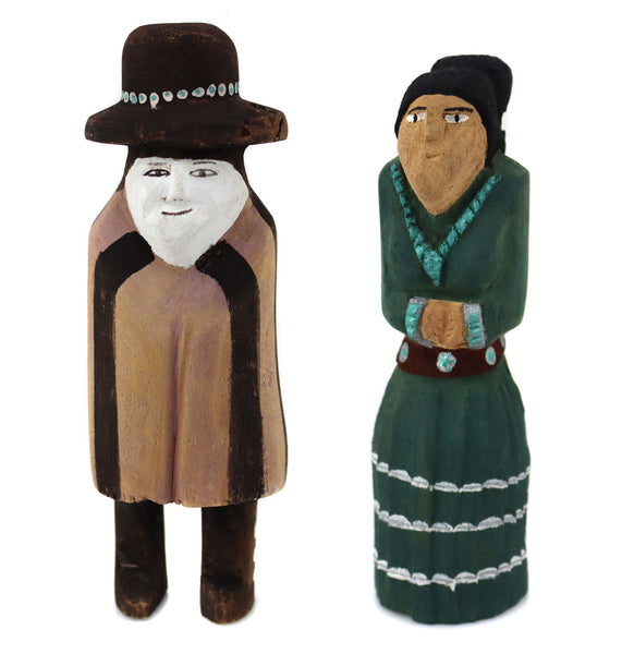 Robin Willeto (b. 1962) - Pair of Navajo Cottonwood Carved Figures of