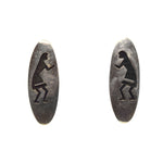 Walter Polelonema - Hopi Silver Overlay Post Earrings c. 1960s, 1" x 0.375"