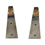18k Gold & Sterling Silver Post Earrings with Small Diamonds from Vorenberg Goldsmiths in Santa Fe c. 1990s, 1.875" x 0.625"
