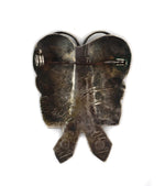 Navajo - Turquoise and Silver Butterfly Pin with Stamped Design c. 1930s, 1.75" x 1.25"