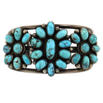 Navajo - Turquoise Cluster and Silver Bracelet c. 1920s, size 6.5