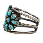 Navajo - Turquoise Cluster and Silver Bracelet c. 1920s, size 6.5