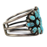 Navajo - Turquoise Cluster and Silver Bracelet c. 1920s, size 6.5