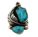 Felicita Eustace (b. 1927) - Cochiti - Carved Turquoise and Silver Ring with Feather Design c. 1950s, size 7