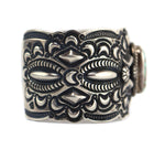 Darryl Becenti (1957-2020) - Navajo - Turquoise and Sterling Silver Bracelet with Stamped Design c. 1990-2000s, size 6.75