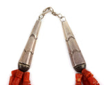Navajo - 5-Strand Coral and Silver Beaded Necklace c. 1950-60s, 24" length