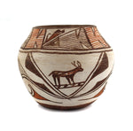 Zuni Polychrome Olla with Heartline Deer Design c. 1930s, 5.5" x 7"