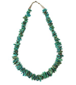 Navajo - Turquoise Nugget and Silver Necklace c. 1960-70s, 25" length