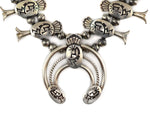 Tommy Singer (1940-2014) - Navajo - Silver Overlay Squash Blossom-Style Necklace, Bracelet, Earrings, and Ring Set with Kokopelli Design c. 1980-90s