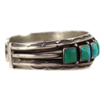 Navajo - Turquoise and Silver Row Bracelet with Stamped Design c. 1930s, size 6.375