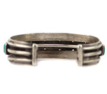 Navajo - Turquoise and Silver Row Bracelet with Stamped Design c. 1930s, size 6.375
