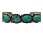 Navajo - Turquoise and Silver Bracelet with Stamped Design c. 1930-40s, size 6.75