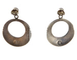 Arthur Lomayestewa - Hopi - Silver Overlay Post Earrings with Hoop Design c. 1980s, 1.5" x 1"