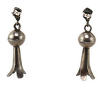 Navajo - Silver Squash Blossom Post Earrings c. 1940-60s, 1.625" x 0.5"