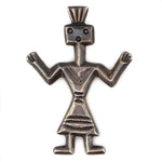 Navajo - Silver Sandcast Yei Pin c. 1940-50s, 2" x 1.5"