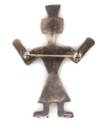Navajo - Silver Sandcast Yei Pin c. 1940-50s, 2" x 1.5"