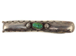 Navajo - Turquoise and Silver Hair Barrette with Stamped Design c. 1930-40s, 0.5" x 3.125"