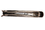 Navajo - Turquoise and Silver Hair Barrette with Stamped Design c. 1930-40s, 0.5" x 3.125"